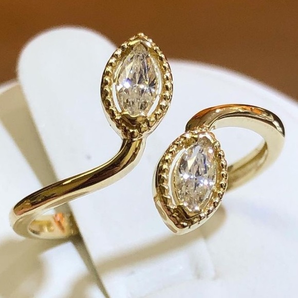 New 14K Solid Gold Fancy Ring CZ Stones - Picture 1 of 5